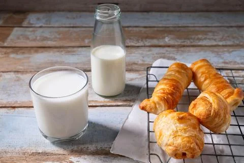 Bread with milk Stock Photos