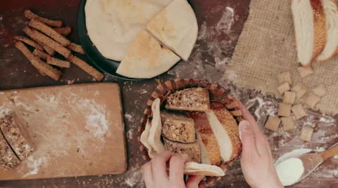 Bread mixture in the basket Stock Footage 62528557