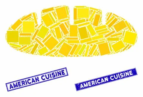 Bread Mosaic and Grunge Rectangle Stamp Seals Stock Illustration