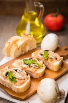 Bread with mushrooms Stock Photos