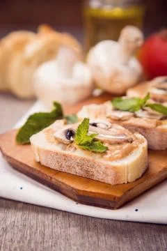 Bread with mushrooms Stock Photos