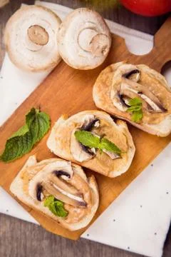 Bread with mushrooms Stock Photos