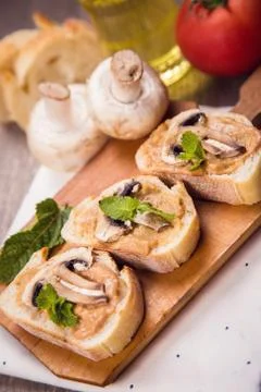 Bread with mushrooms Foto stock