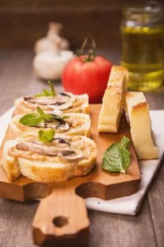 Bread with mushrooms Stock Photos