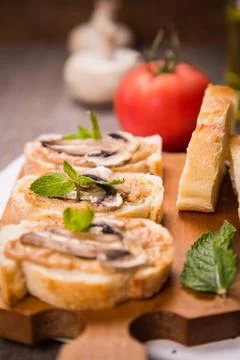 Bread with mushrooms Foto stock