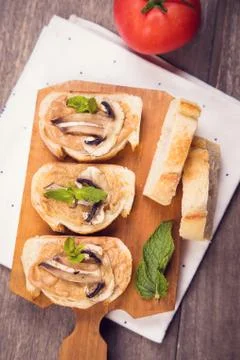 Bread with mushrooms Stock Photos