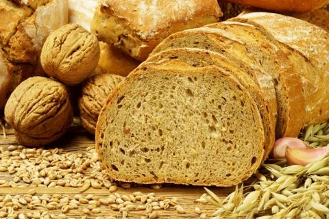 Bread with nuts Stock Photos