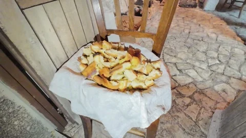Bread with oil in Sicily Stockbeeldmateriaal 297199080