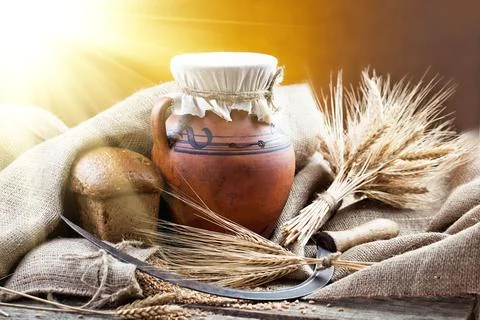 Bread on old background Stock Photos