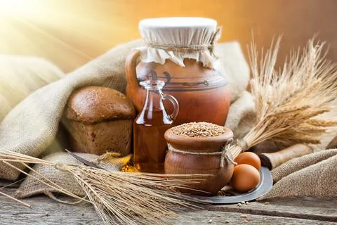 Bread on old background Stock Photos