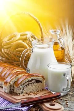 Bread on old background Stock Photos