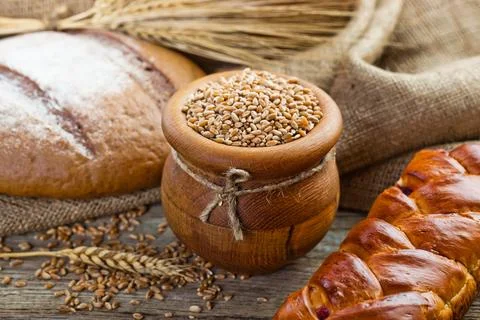 Bread on old background Stock Photos