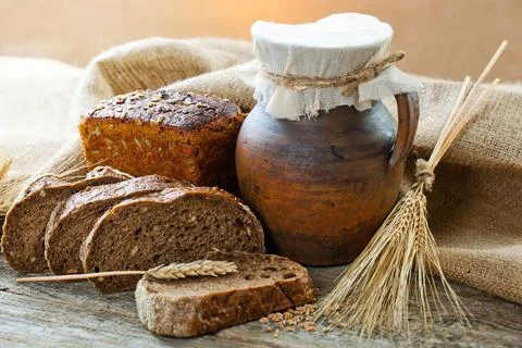 Bread on old background Stock Photos