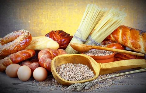 Bread on old background Stock Photos