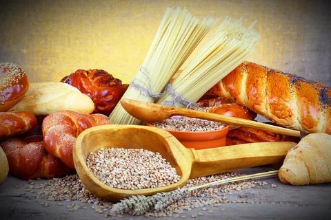 Bread on old background Stock Photos