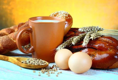 Bread on old background Stock Photos