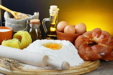 Bread on old background Stock Photos