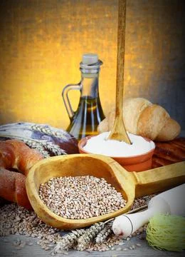 Bread on old background Stock Photos