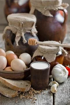 Bread on old background Stock Photos