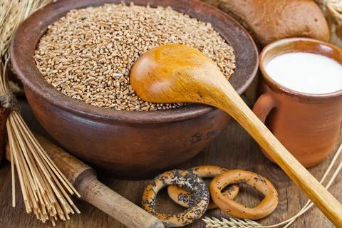 Bread on old background Stock Photos