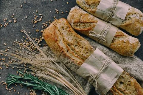 Bread on old background Stock Photos