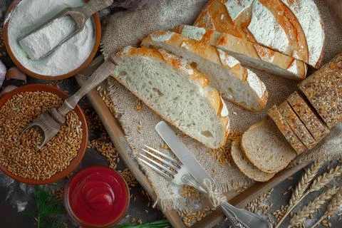 Bread on old background Foto stock