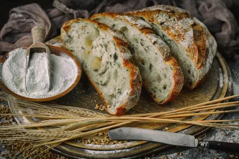 Bread on old background Stock Photos