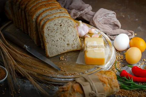 Bread on old background Stock-Fotos