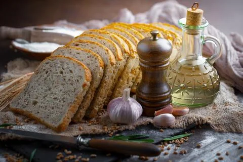 Bread on old background Stock Photos