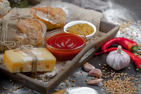 Bread on old background Stock Photos