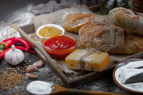 Bread on old background Stock Photos