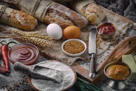 Bread on old background Stock Photos