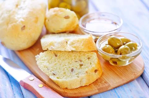 Bread with olive Stock Photos