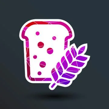 Bread ornate design background logo grain meal bun Stock Illustration