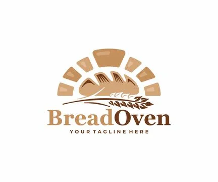 Bread oven bakery logo design. Baked bun in brick oven vector design Stock Illustration