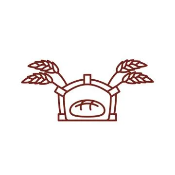 Bread in oven line icon. Sign for production of bread and bakery Stock Illustration