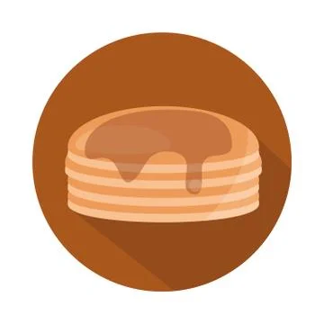 Bread pancakes with syrup menu bakery food product block and flat icon Stock Illustration