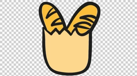 Bread in paper bag line drawing animation transparent background Stock Footage 45208708