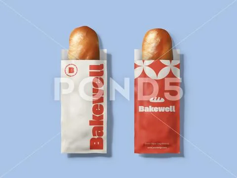 Bread Paper Bag Mockup Modello PSD