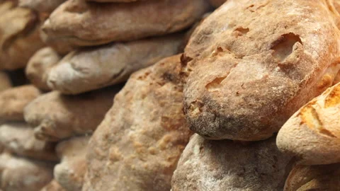 Bread pastry bakery shop close-up shot Stock Footage 194951945