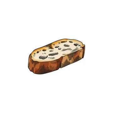 Bread pastry slice vector sketch, hand drawn wheat bread bakery piece, fresh 스톡 일러스트