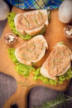 Bread with pate Stock Photos