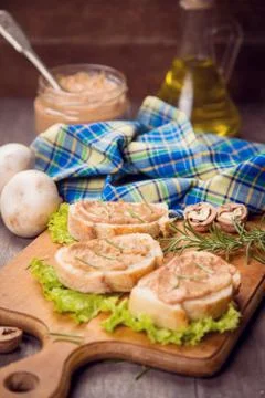 Bread with pate Stock Photos