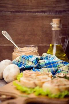 Bread with pate Stock Photos
