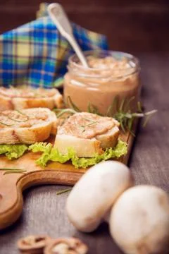 Bread with pate Stock Photos