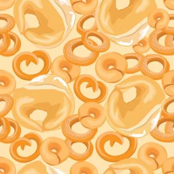 Bread pattern. Grain food seamless background. different cuisine set Stock Illustration