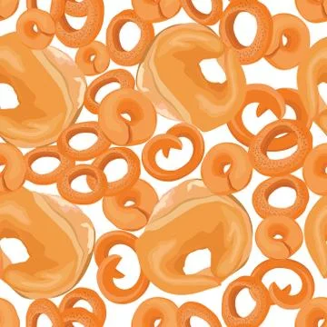 Bread pattern. Grain food seamless background. different cuisine set イラスト素材