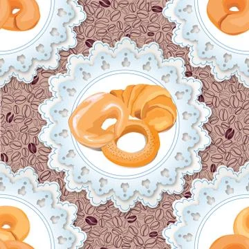 Bread pattern. Grain food seamless background. different cuisine set 스톡 일러스트