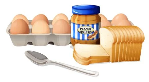 A bread with peanut butter and eggs 스톡 일러스트