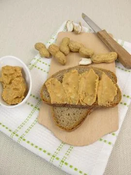 Bread with peanut butter Stock Photos